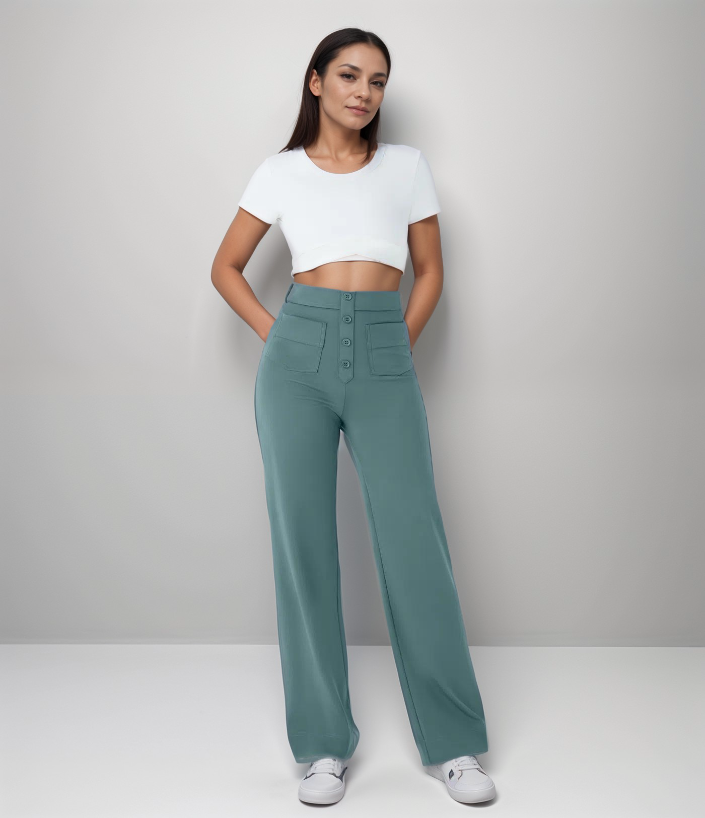 Elisha | Elastische broek met hoge taille | 1+1 GRATIS