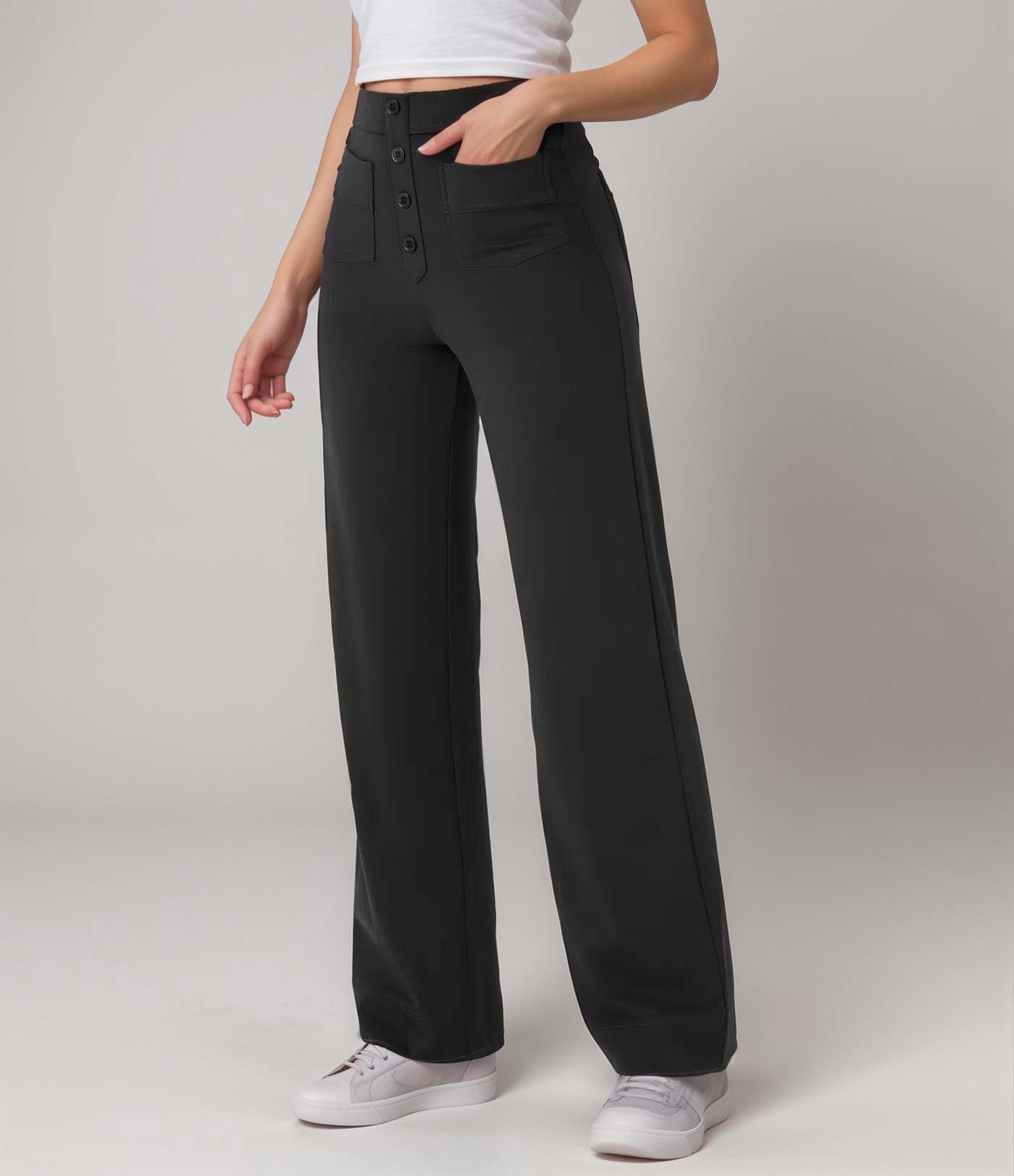 Elisha | Elastische broek met hoge taille | 1+1 GRATIS
