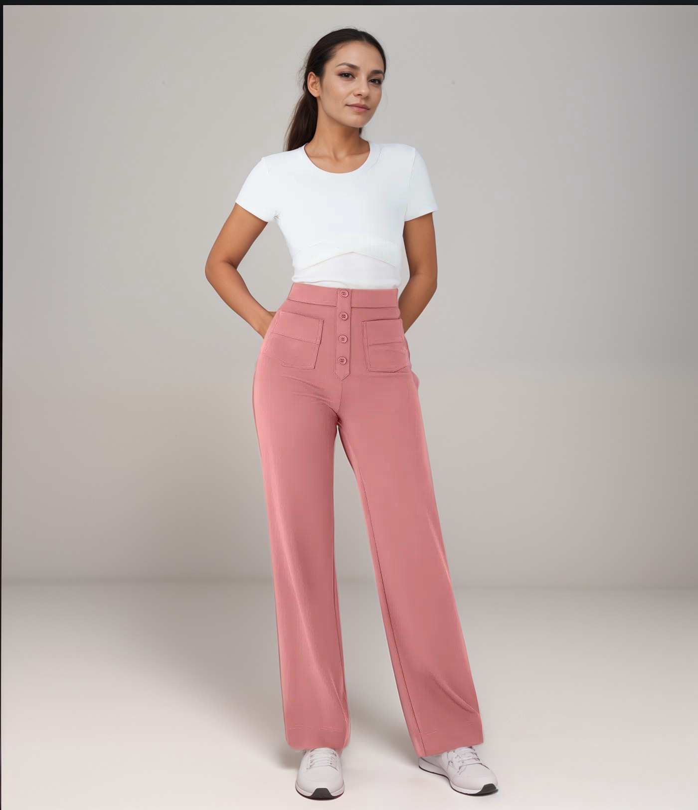 Elisha | Elastische broek met hoge taille | 1+1 GRATIS