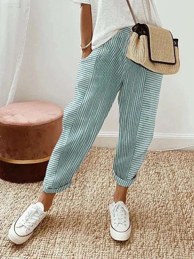 Lara | Comfortabele Gestreepte Broek