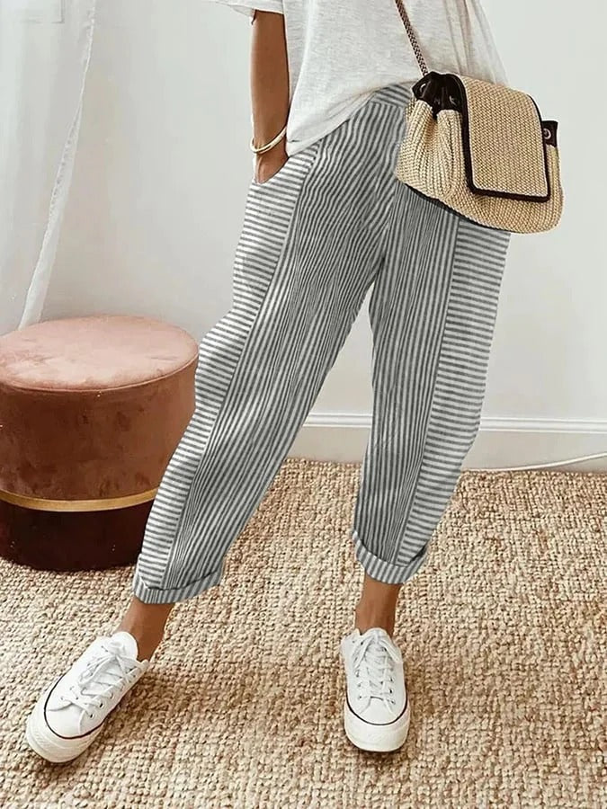 Lara | Comfortabele Gestreepte Broek
