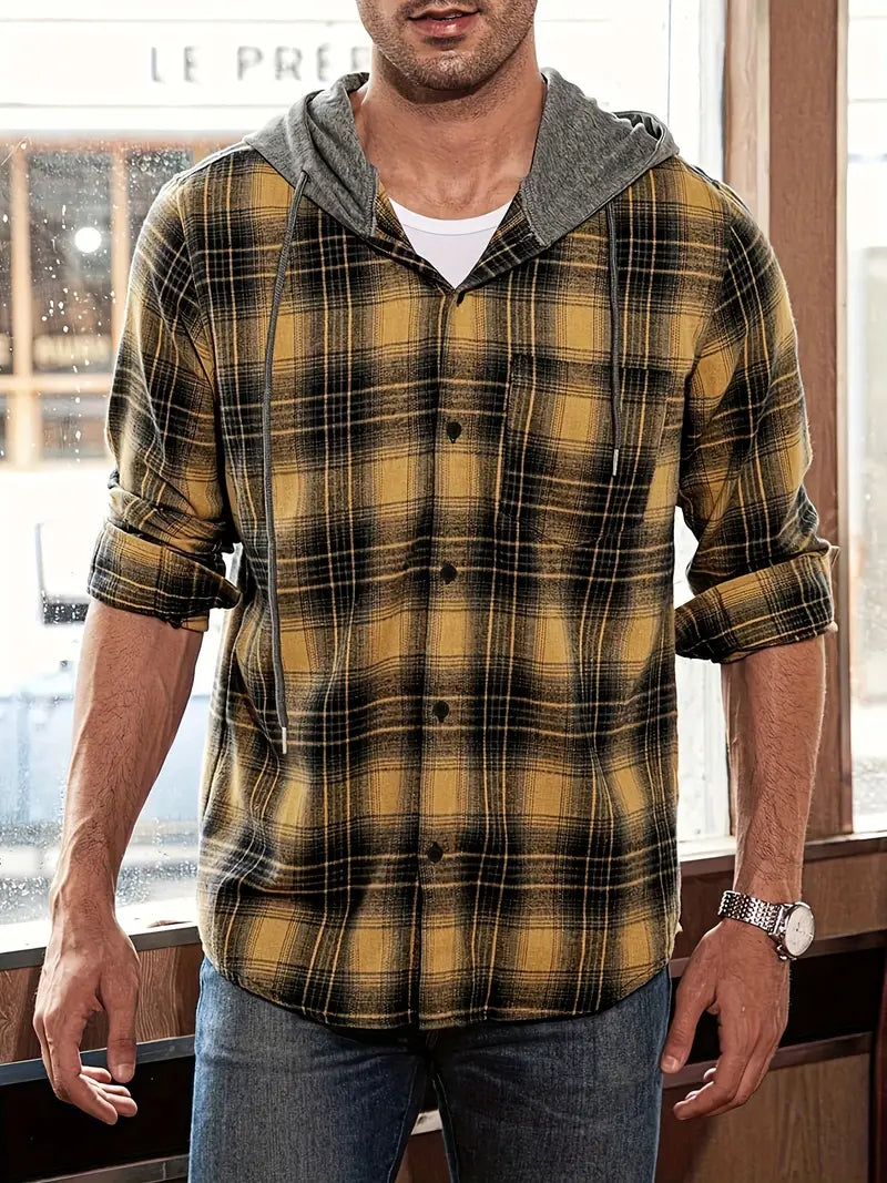 Robin | Geruit Hoodie Overhemd