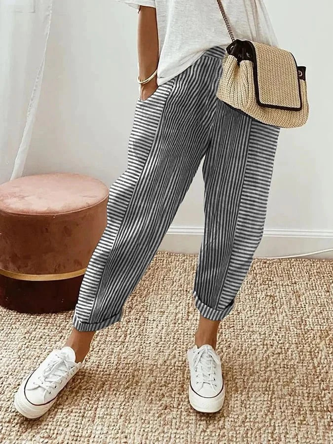 Lara | Comfortabele Gestreepte Broek
