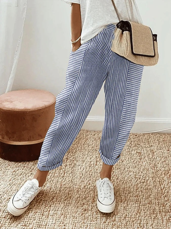 Lara | Comfortabele Gestreepte Broek