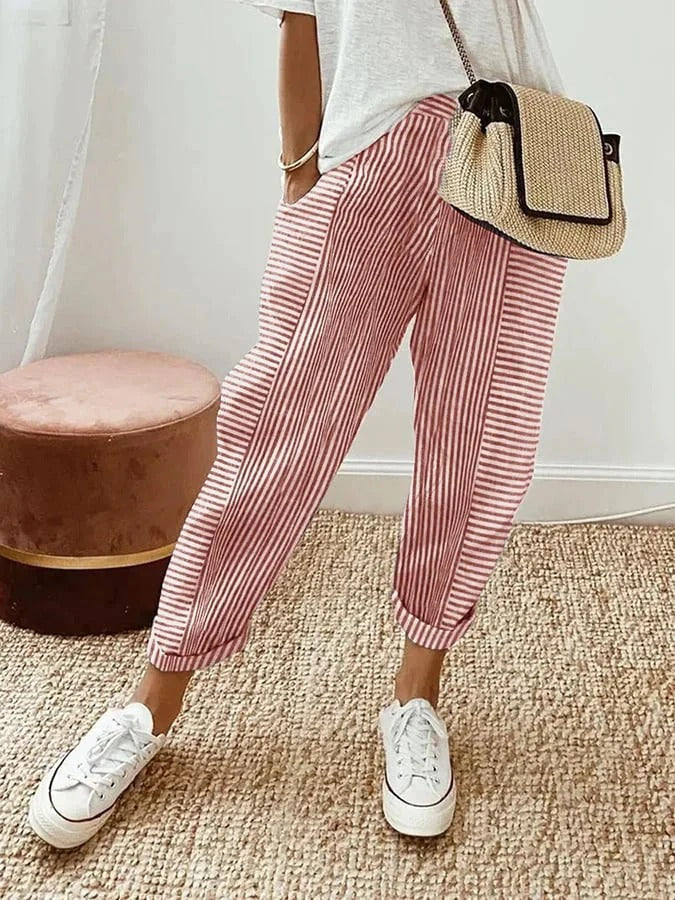 Lara | Comfortabele Gestreepte Broek